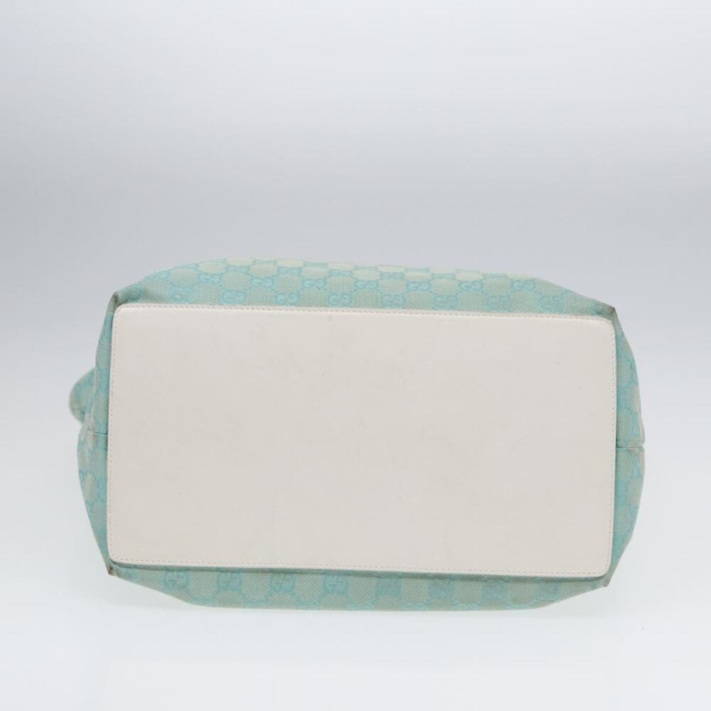 GUCCI GG Canvas Tote Bag Light Blue White Gold 002 002 - Picture 9 of 16